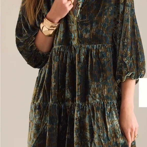 The Bettina Tiered Shirt Dress by Maeve: Mini Velvet Edition - Picture 5 of 10